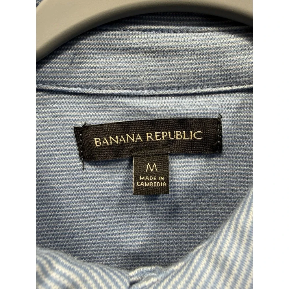 Banana Republic Men's Cotton Luxe Touch Polo Shirt, Blue, Medium